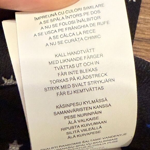 NWOT Michael Kors Shooting Star Bell Sleeve Tunic Top Black Silver and Blue Sm - Picture 14 of 16